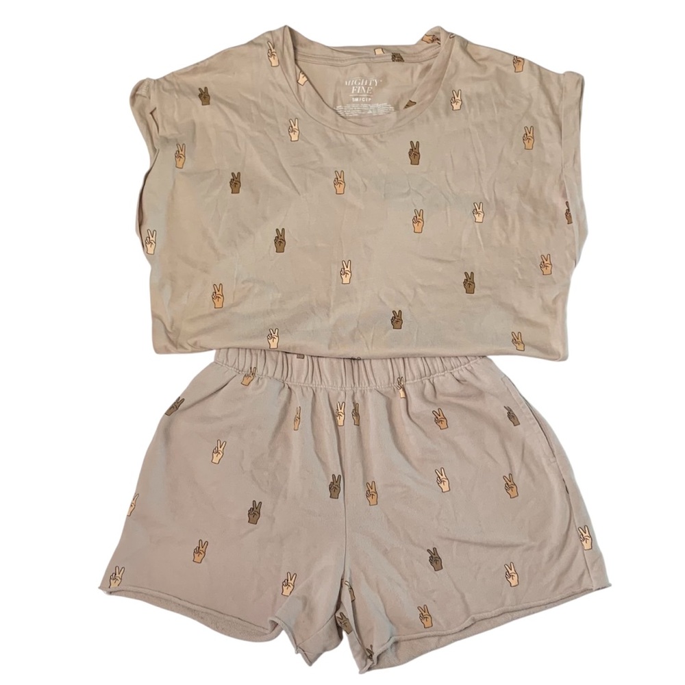 MIGHTY FINE 2Pc Peace Graphic Pajama Short Set Sz S